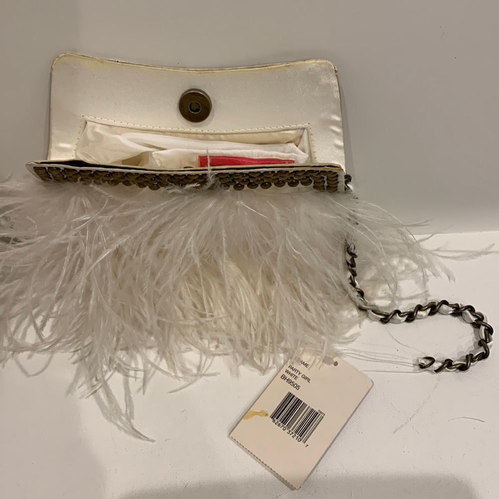Betsey Johnson White Feather Studded Clutch - Picture 4 of 14